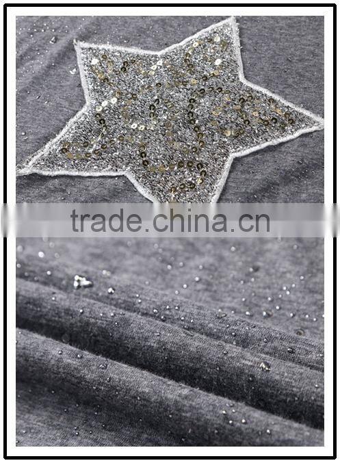 2016 shining t-shirt O-neck fashion design for girls