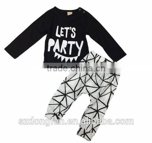 2016 New baby boy clothes set Fashion cotton long-sleeved party Letter T-shirt+pants 2pcs s Newborn baby girl clothing set