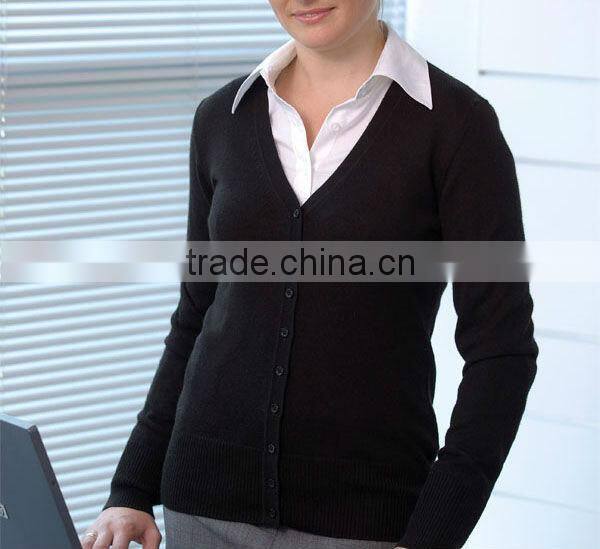 Women's wool flat knitted cardigan sweater