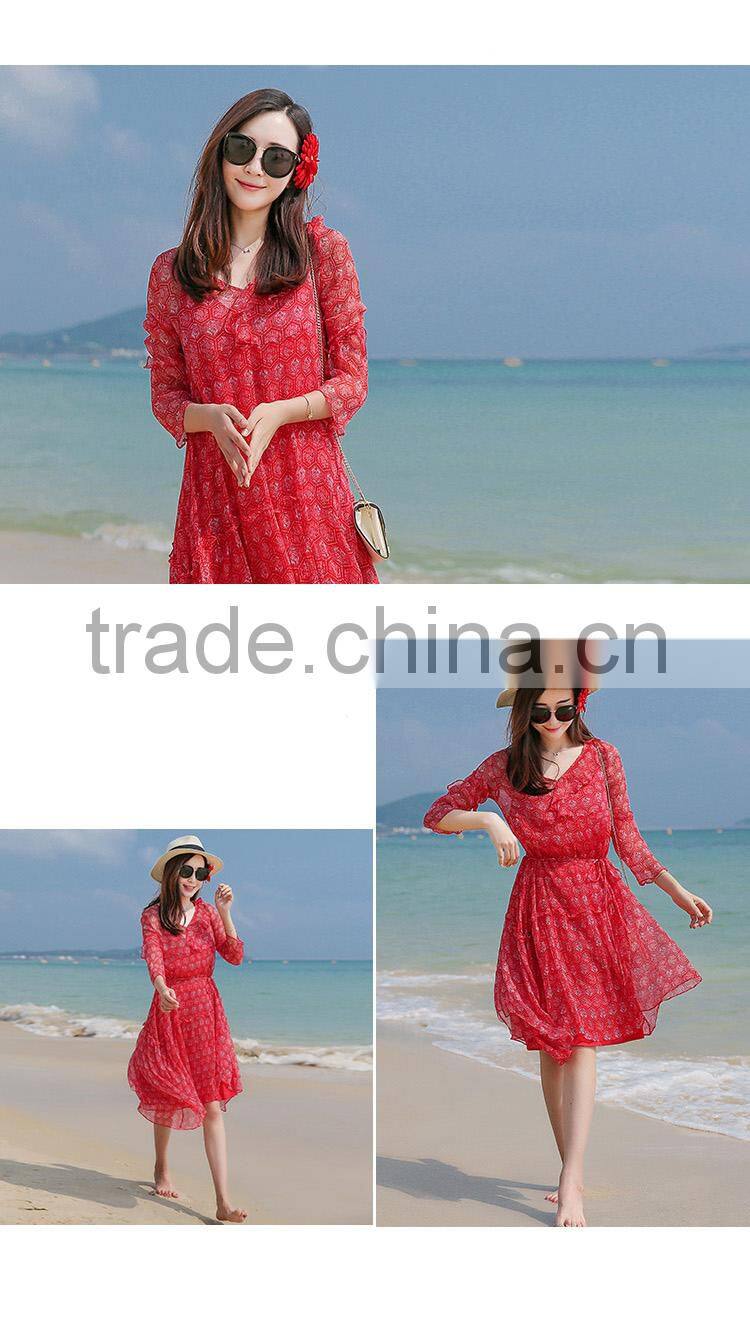 Z&M Women's 2017 ladies fashion silk dress thai silk dress Women's long dress