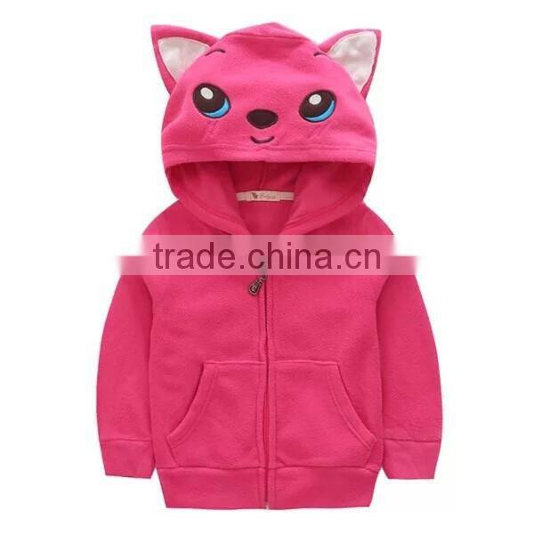 Front Open Sweatshirt Custom Kids Animal Thick Fleece Zipper Hoodies