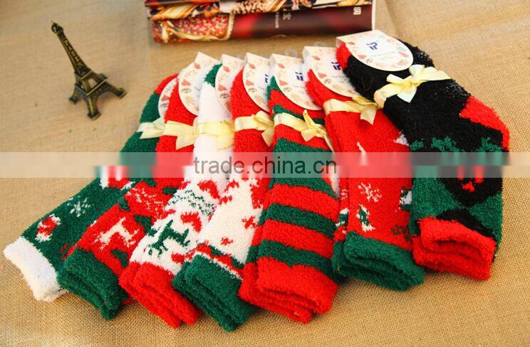 Wholesale Christmas market sleep warm socks fleece lined socks