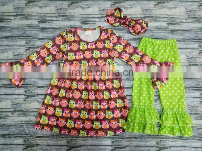 2016 children girls printed fall boutique girl clothing sets fashion kids clothes