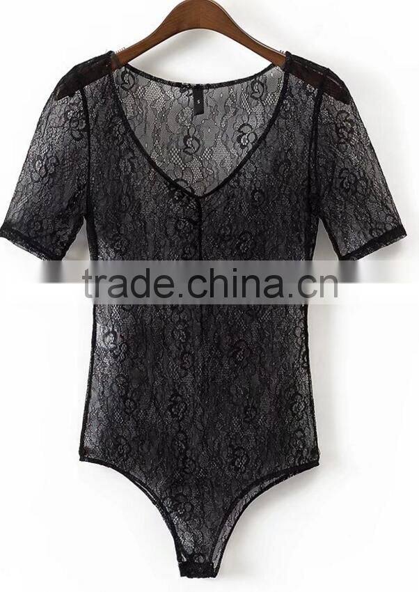 Runwaylover 138 Europe Style 2017 Ladies Sexy Lace Transparent Bodysuits