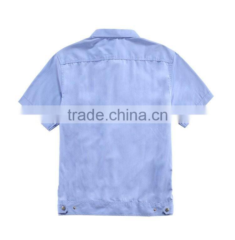 Juqian 2016 Cheap Short Sleeve blue cotton/polyester Security Shirt Uniform,Customize Security Guard Uniform Shirts