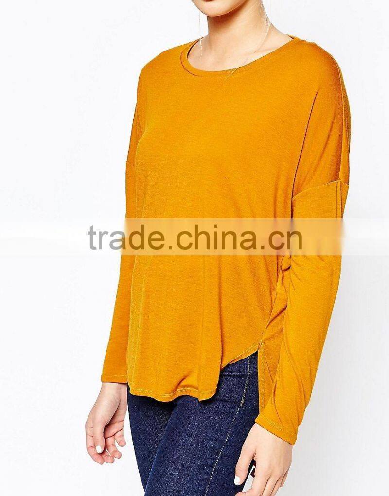 European style fashion personal custom long sleeve t-shirt for lady
