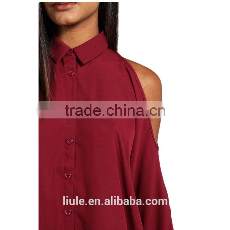 New design Blouse Casual Tops Chiffon sexy women off shoulder shirt