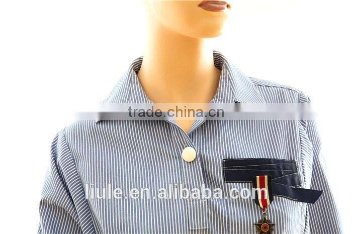 New design stripe ladies long sleeve blouses high quality striped shirt