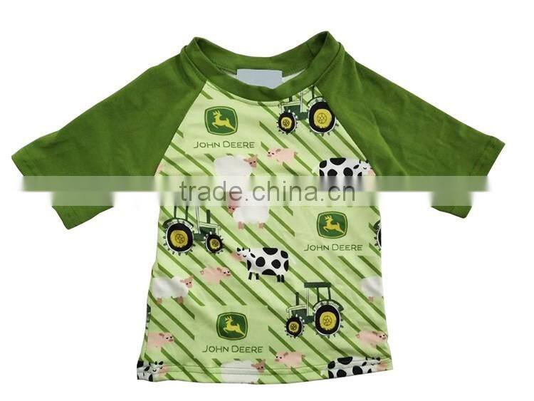 wholesale kids summer raglan boy spring clothes tractor pattern children boutique from China