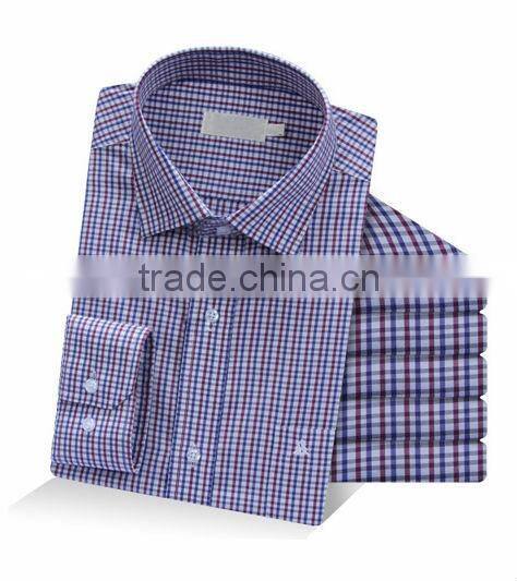 Wholesale classic 100% cotton plaids long sleeve deep color plaids men shirts