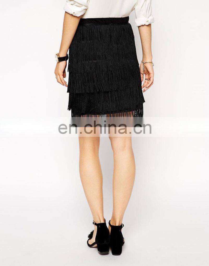 Women Fashion Design Mini Fringe Skirt Made In China