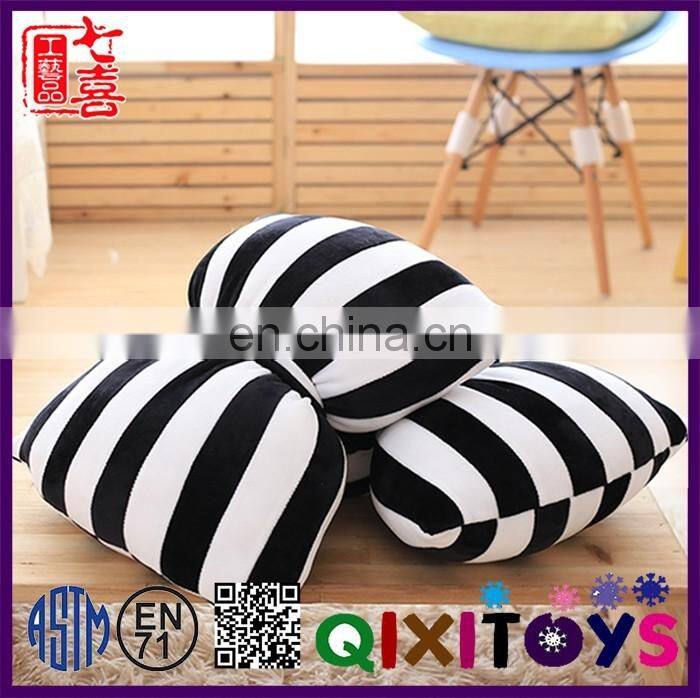High quality stripe ribbon plush flat knit stripe fabric pillow