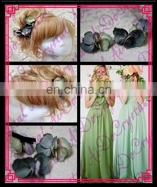 Aidocrystal Green flower hair pins, wedding flower for bridal hair clip,hair piece with pearls Set of 2 hair accessories