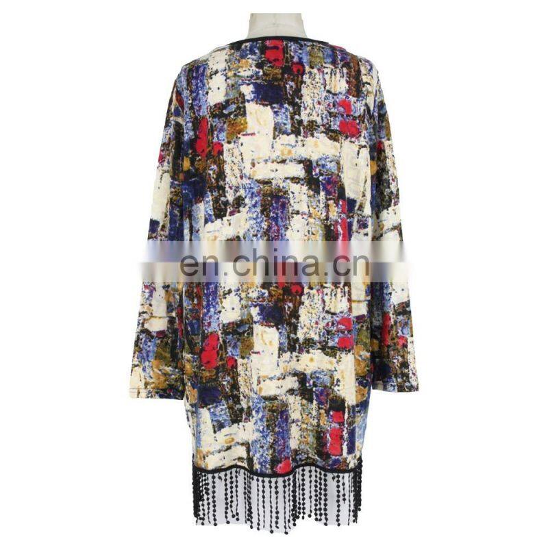 2017 Old Women Boho Frill Prirnt Tunic Guangzhou Supplier