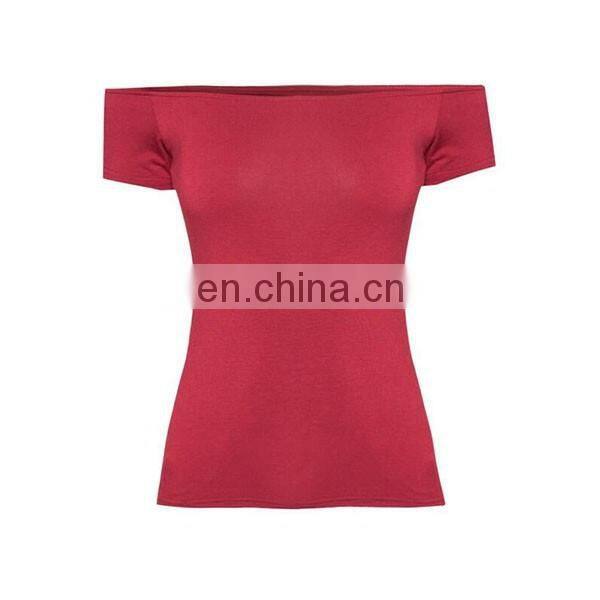Wholesale Off Shoulder Tunic Tops Fashion Design Red Ladies Blouses & Tops
