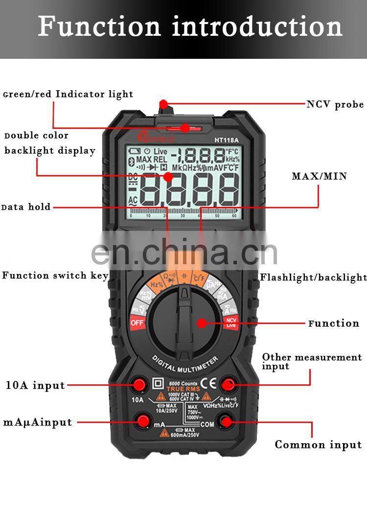 HT-118A 6000 Counts Digital Multimeter T-RMS/Autorange Multimeter smart chip Multimeter Digital