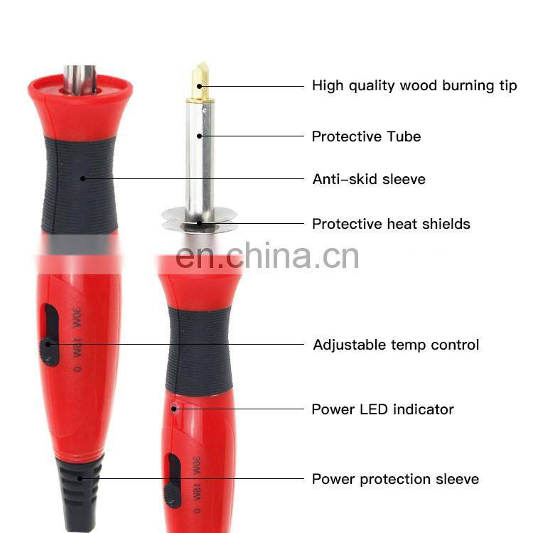 37pcs kit wood burning tool dual power Pyrography pen 220V UK