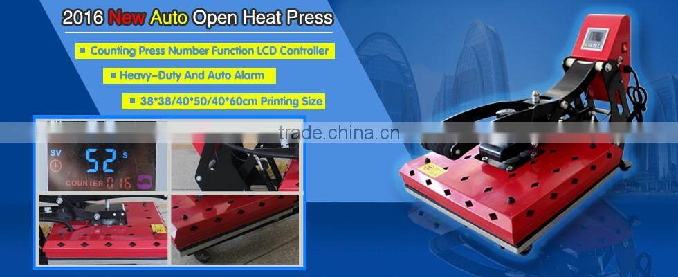 2016 New Auto Open Heat Press Counting Press Number Function LCD Controller Auto Alarm Heat Press Machine