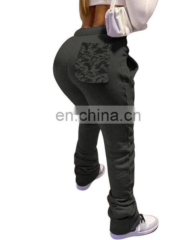 Wholesale Autumn and winter women's clothing with cashmere sweater fabric sports drawstring casual pocket pile pants