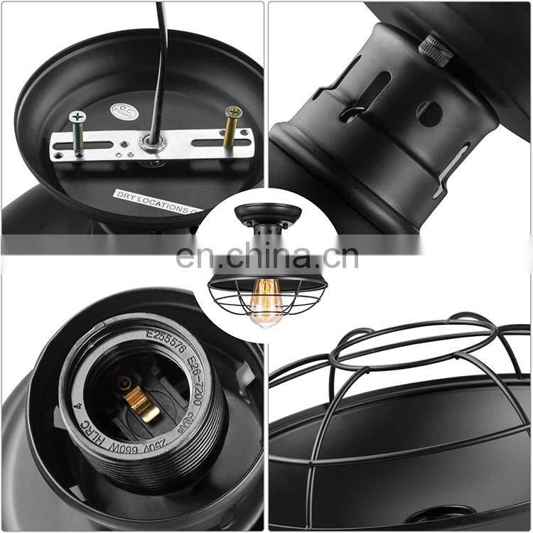 2021 Vintage Metal Cage Pendant Lighting Semi Flush Mounted Iron Ceiling Light Lamp Hanging Chandelier