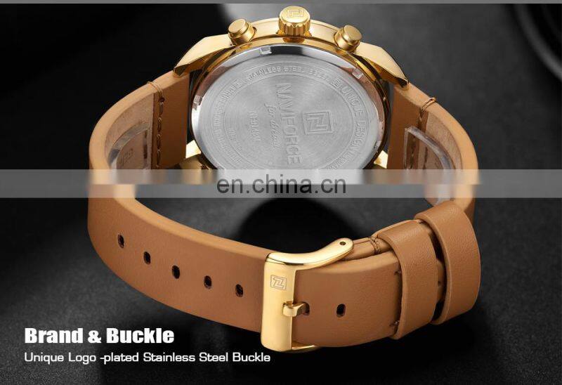 Naviforce 9148 Hot Sale Quartz Movement Wrist Watch Leather Waterproof Chronograph Watch Designer Mens Top Luxury Watches