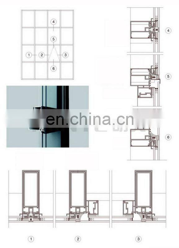 unitized system aluminum curtain wall design glass wall for building