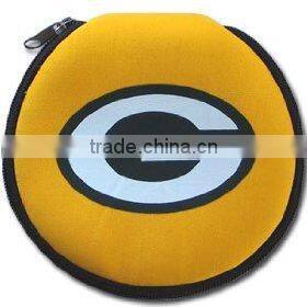 portable zippered neoprene CD bag with lanyard