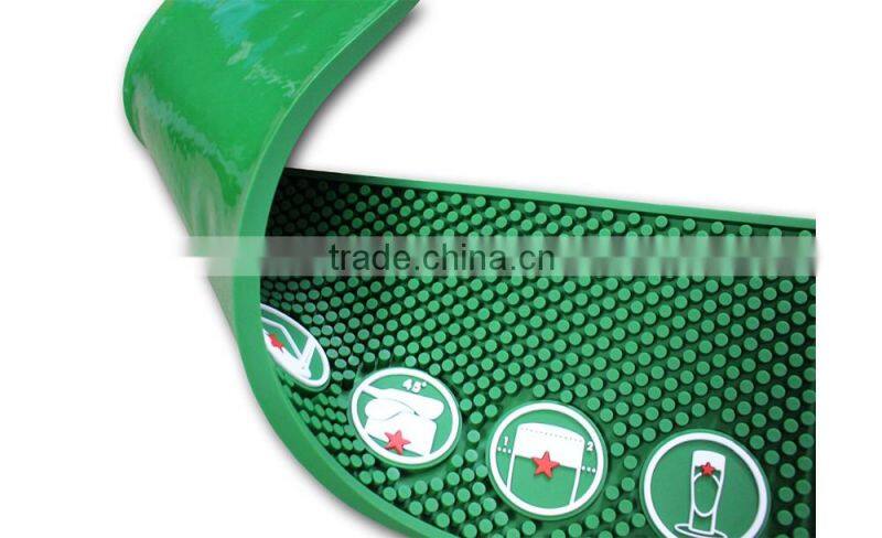 Custom branded logo soft PVC natural pvc material color printing bar mat