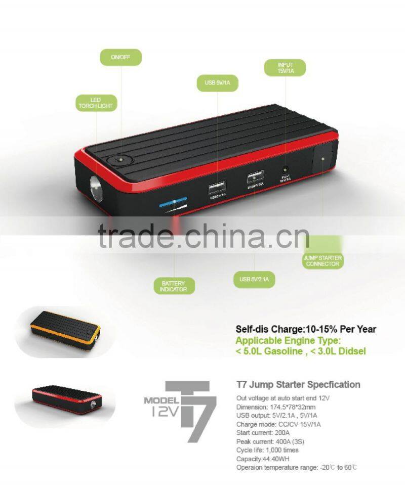 quick super start type mini emergency auto car jump starter T7