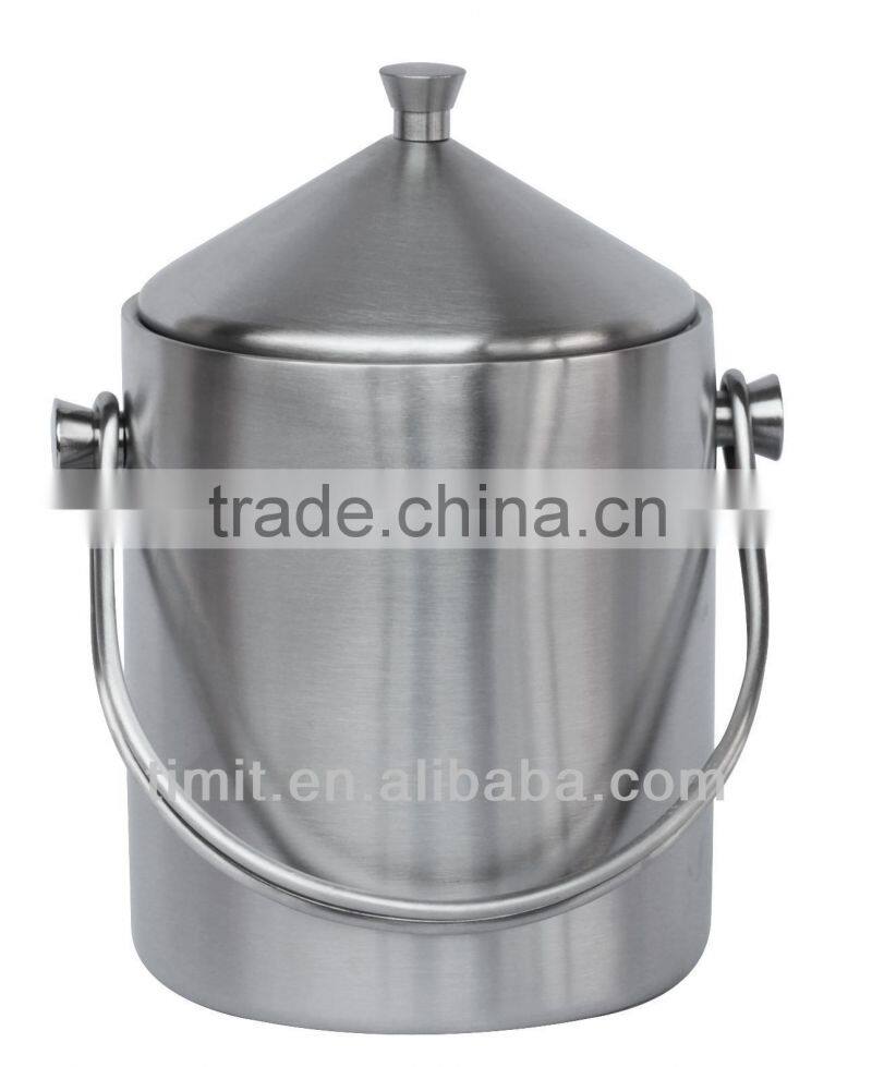 Double wall Straight Portable Ice Bucket & Ice Tong with lid