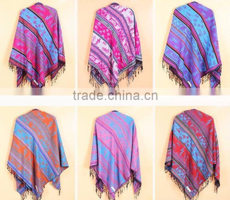 Antique Jacquard Wool Square Shawl