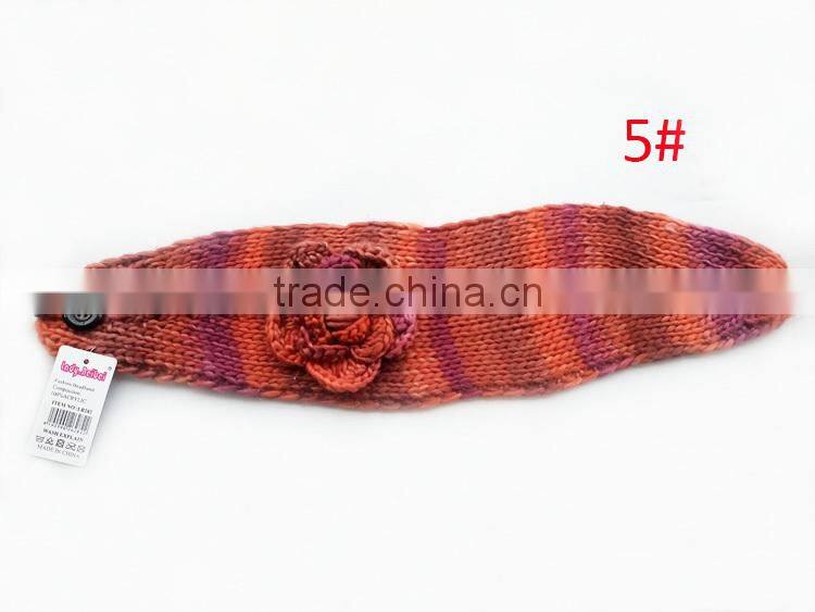 Beautiful Colorful Yarn Knittig Flower Decorated Fashion Women Head Band