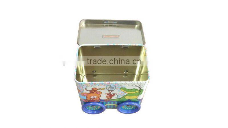 Lovely painted car shaped tin money box