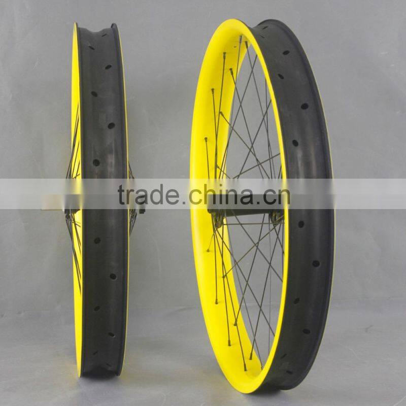 65mm wide hookless fat bike wheels On Promotion Thru Axle 32h Fat Bike Carbon Wheelset