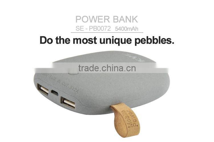 Portable Power Cobblestone design with Dual USB Port Power Bank to Easy Carrying