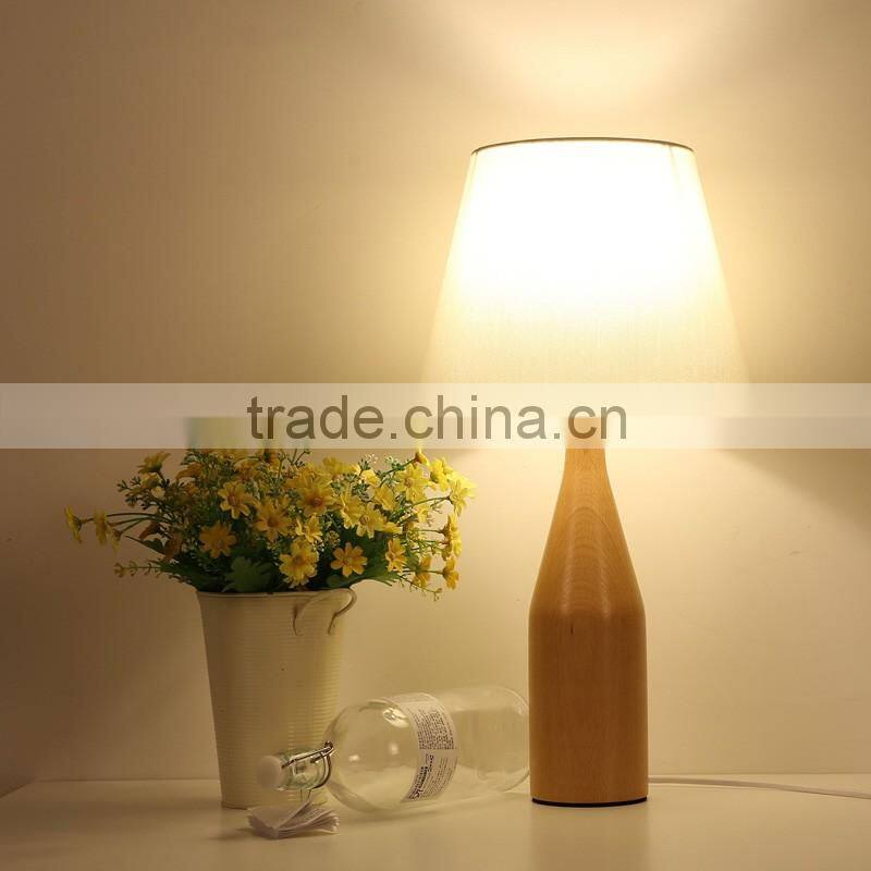 2016 Wholesale indoor furniture antique oak wood table lamps LED Wood table Light JK-879-15 LED Wood table lamp