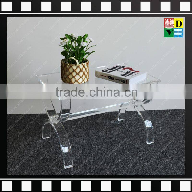 2016 Popular Customed Transparent Clear acrylic coffee table with stone top From China