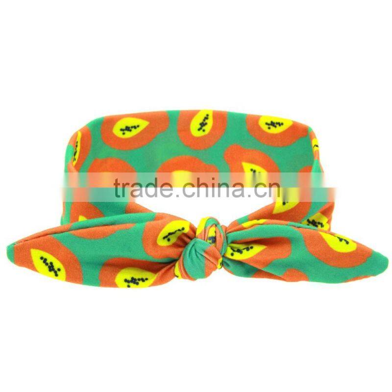 Hot-sales kids Fruits printed Headband girl cotton Headband Toddler knotted Headband wh-1790
