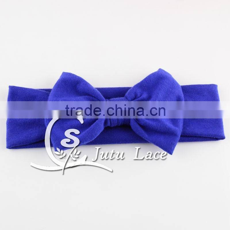 Handmade solid cotton fabric headband with big bowknot, baby messy bow tie elastic head wrap, baby good strength hair band
