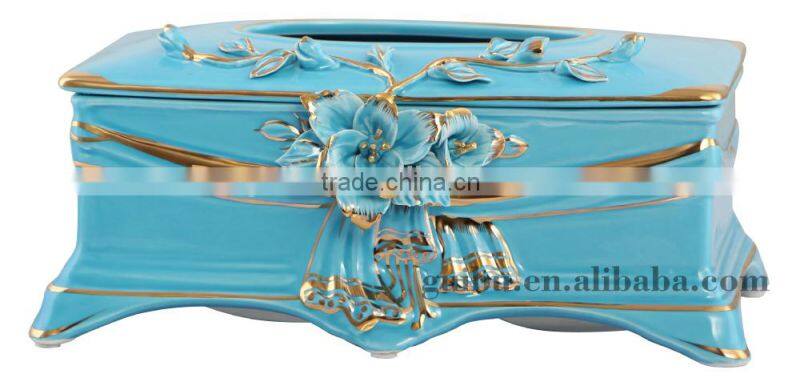 Glass Mosaic shell wood tissue box for decoration