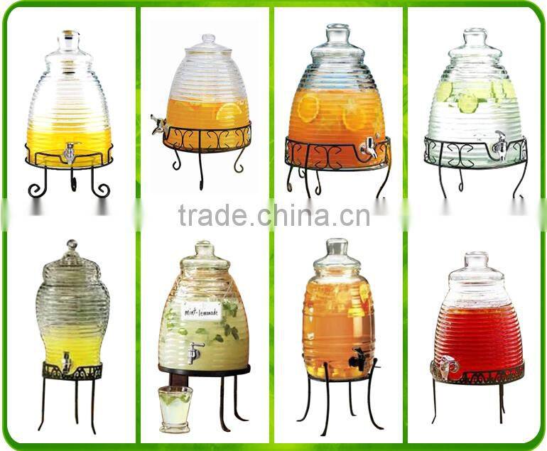 Customized Classic Glass Beverage Dispenser With Tap