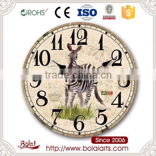 Ancient yellow design zebra pattern display vast grassland dial art wall clock for hotel