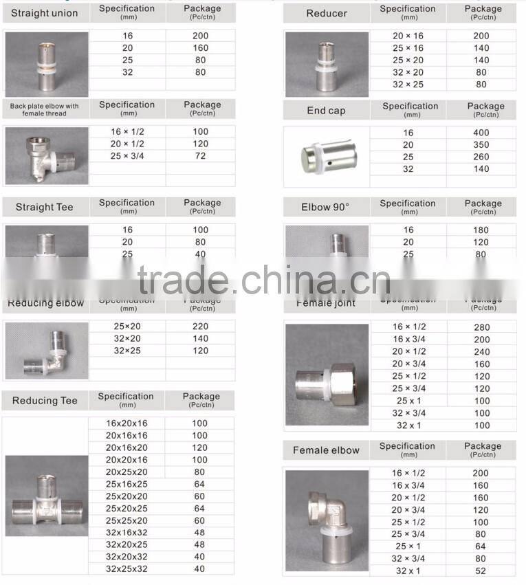 PEX Brass fitting/PEX Pipes/PEX Tubes/ PEX copper fittings/1/2 inch lead free compression coupler threaded brass pex elbow pipe