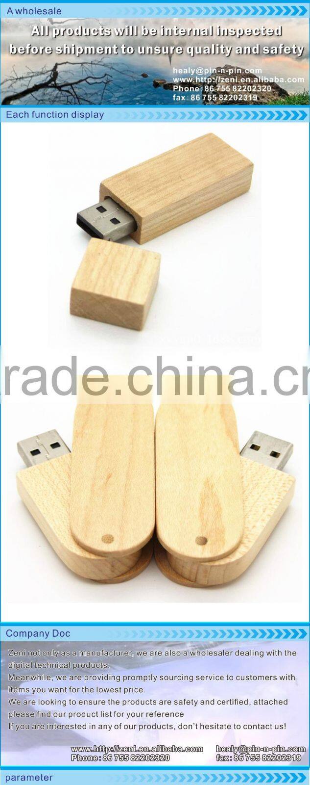 Customized Logo Print Carved Promotional Cute usb flash drive wood