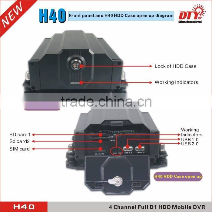 DTY 4ch full D1 hdd gps 3g 4g mobile dvr car dvr Vehicle Surveillance DVR | H40