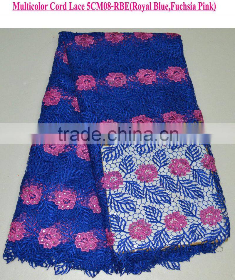 2015 High quality lace new fashion lady dress cord lace fabric with stones