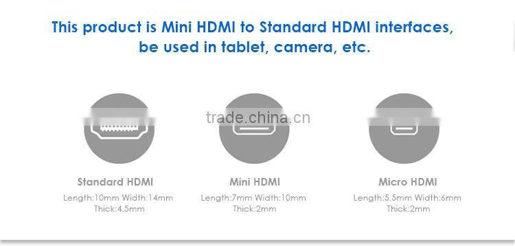 Slim Mini Hdmi Cable type C for Camera/portable DVD/MP3, AM to CM