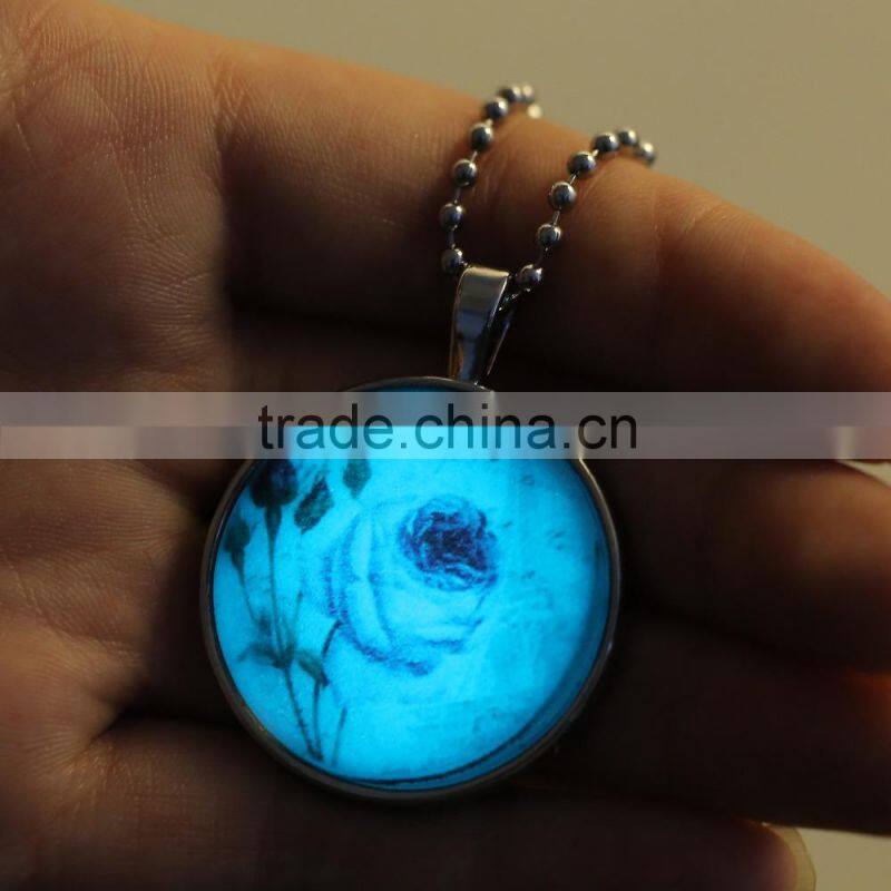 Rose glowing necklace DIY jewelry glass dome pendant--accept your picture to do it.