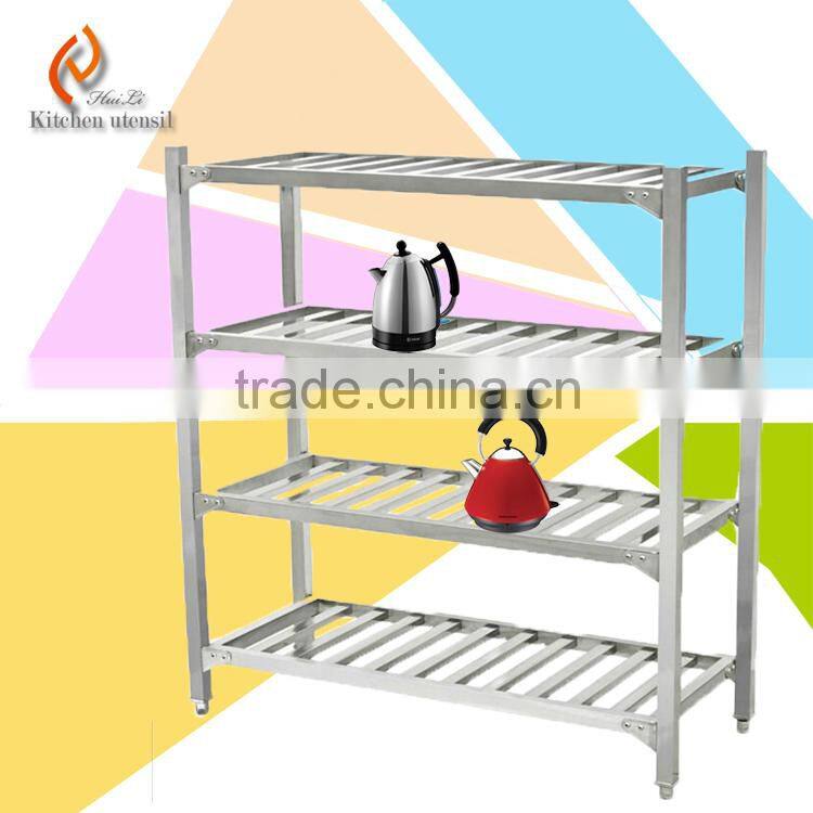 Assembly sepaerated 4 ties durable stainless stteel kitchen spice storage rack shelf in hotel restaurant