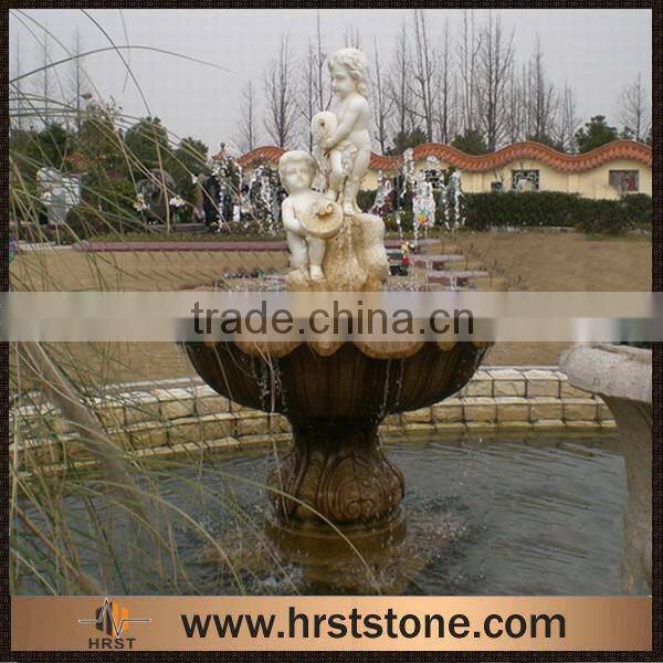 3 Tiers Stone Garden Water Fountain With Statues In Hand Carved